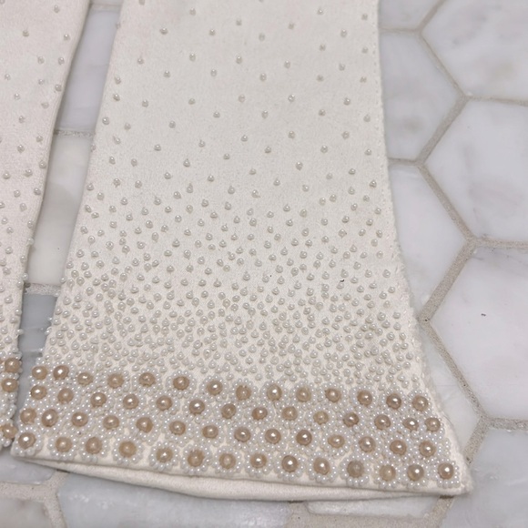 Vintage 50-60’s Faux Pearl Ivory Cotton Gloves British Hong Kong Women’s Size S - Picture 5 of 12